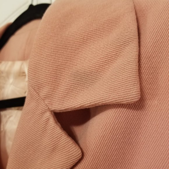 Vintage 50-60's Diagonal Textured Wool Cropped Pink Jacket Worker Union Blazer - Picture 10 of 16